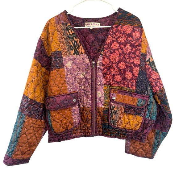 Free People Peggy Quilted Jacket Size Large Trendy Boho Bohemian Hippie - Picture 5 of 12